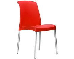 Kantinestoel Jenny. Mooie designstoel, tuinstoel. Leverbaar in rood. 5 Jaar garantie! Verpakt per 6 stuks!