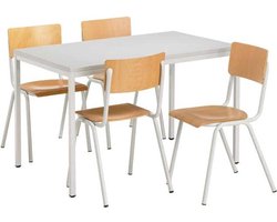 Kantinestoel stapelstoel model Milaan Lichtgrijs frame houten zitting