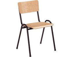 Kantinestoel stapelstoel model Milaan Zwart frame houten zitting
