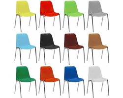 Kantinestoelen Rome kunststof stapelbaar oranje koppelbaar