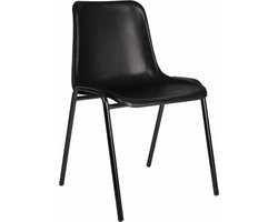 Kantinestoelen Rome kunststof stapelbaar zwart frame grijs kuip