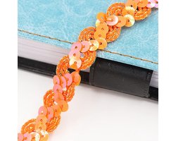 Kantlint golvende paillettenband kanten boord decorband sierband trim randband glitter rand om te naaien voor doe-het-zelf jurk verfraaien hoofdband, oranje