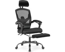 Kantoor Computer Bureaustoel - Mesh Rollende Werk Draaibare Ergonomische Stoelen met Wielen - Comfortabele Lendensteun -Comfortabele Armen voor Thuis - Slaapkamer - Studie, Student - Zwart