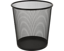 Kantoor prullenbak / papierbak - inhoud 19 liter - draad metaal - zwart - 26 x 26 x 28 cm