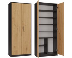 Kantoorkast antraciet eiken kleur-Kledingkast-6 Legplanken-Opbergkast-Archiefkasten