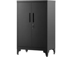 Kantoorkast - Dossierkast - Archiefkast - Met Slot - Met Schuifdeur - 3 Planken - Zwart