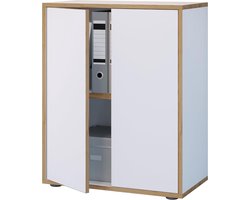 Kantoorkast Dossierkast - Opbergkast Bureau - Documenten Organiseren - Verstelbare Plank - 60 cm Breed - Wit