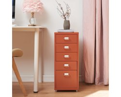 Kantoorkast Kökar ladekast op wielen 69x28x41 cm baksteenrood [en.casa]