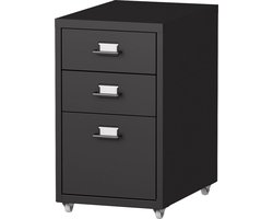 Kantoorkast Kökar op wielen 48x28x41 cm zwart mat [en.casa]