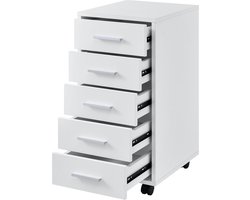 Kantoorkast ladekast op wielen 63x33x38 cm wit