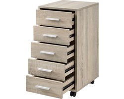 Kantoorkast ladekast op wielen 63x33x38 sonoma eikenkleurig