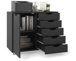 Kantoorkast met 5 Laden en Kast - Mobiele Opbergruimte voor Thuis en Kantoor - 78 x 40 x 65 cm