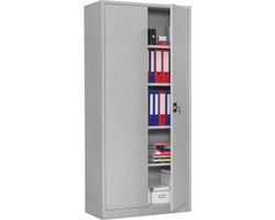 Kantoorkast of draaideurkast 195x92x42cm in lichtgrijs staal