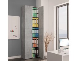 Kantoorkast – Opbergkast – Vitrinekast – Dressoir – Boekenkast – Hoekplanken – Beton Grijs – 60x32x190 cm – Gemaakt van Spaanplaat