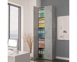 Kantoorkast – Opbergkast – Vitrinekast – Dressoir – Boekenkast – Hoekplanken – Beton Grijs – 60x32x190 cm – Gemaakt van Spaanplaat