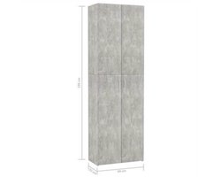 Kantoorkast – Opbergkast – Vitrinekast – Dressoir – Boekenkast – Hoekplanken – Beton Grijs – 60x32x190 cm – Gemaakt van Spaanplaat