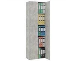 Kantoorkast – Opbergkast – Vitrinekast – Dressoir – Boekenkast – Hoekplanken – Beton Grijs – 60x32x190 cm – Gemaakt van Spaanplaat