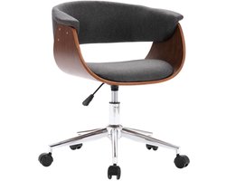 Kantoorstoel | Bureaustoel | Werkstoel | Gamestoel draaibaar gebogen hout en stof grijs