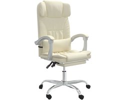 Kantoorstoel | Bureaustoel | Werkstoel | Gamestoel verstelbaar kunstleer crèmekleurig
