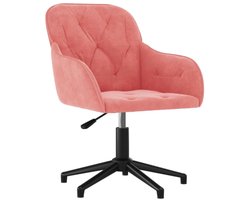 Kantoorstoel draaibaar fluweel roze