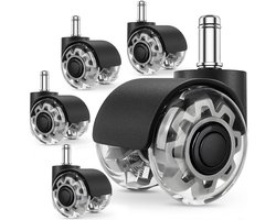Kantoorstoel Wielen Set van 5 - 11 x 22 mm - Rubber - 360° Rotatie, Geschikt voor Vloeren - SnelShoppen