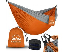 Kanyon Hangmat - incl. Karabijnhaken en Riemen - licht parachutestof - 260 x 140 cm - tot 200kg - Groen/Khaki