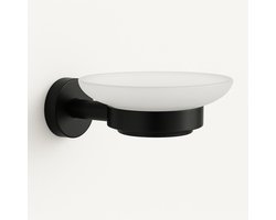 Kapitan Moderno Glazen Zeepschaal – RVS 304 Ophanging – Matglas – AISI 18/10 – Mat Zwart