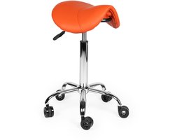 Kapperskruk met Wielen – Verstelbare Werkkruk met Rugleuning – Comfortabele Kappersstoel voor Salon, Schoonheidssalon & Thuisgebruik - Standaard / zonder Voetsteun