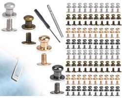 KAPSING 80 stuks leren klinknagels, 5 mm schroefklinknagels, schroeven, klinknagels met perforatiegereedschap, klinknagels met schroefsluiting, voor decoratie, doe-het-zelf handwerk, leren tas,