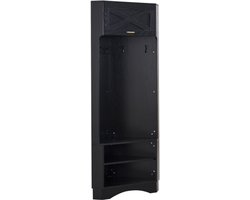 Kapstock Schoenenkast,Garderobekastset met Schoenenrek, multifunctionele halmeubel, Zwart Kledingkast, Hoekkast B53xD53xH180 cm