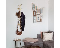 Kapstok 100 cm gouden metalen boomtak wandgemonteerde kapstok- hoedenboom- voor muur -portemonnee-rek- met 11 haken -ruimtebesparend- en eenvoudige installatie- geschikt voor woonkamer- slaapkamer