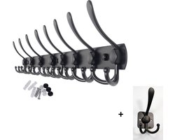Kapstok 24 haken + EXTRA haak | 75cm | Inclusief bevestigingsmateriaal | RVS | Muur / Wand Kapstok | Hangende Design Muurkapstok | Handdoekrek | Mat Zwart | Metaal