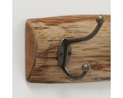 Kapstok - 5 haaks - Metaal - Bruin - 55cm - Hout - Wand