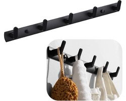 Kapstok 5 Haaks - Roestvrijstaal Metaal - Wandkapstok - Zwart