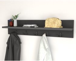 Kapstok 5x2 haken - wandkapstok - industrieel - grijs - metaal - 80cm - design - kapstok