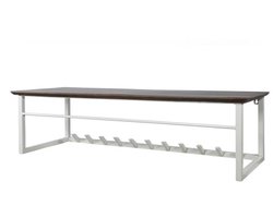 Kapstok Antigua met hoedenplank mangohout - 11 haken - walnoot - 100x35x27 cm