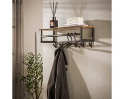 Kapstok Bruno | drift brown | 6 haken | 80 cm breed | stevig en stijlvol ontwerp | ideaal voor hal kantoor of garderobe