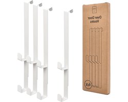 Kapstok Dubbele Haken voor Deurgarderobe - Kledinghaken voor Deur en Kast (Wit) - tot 16 mm | 4x Deurhaken om in te haken