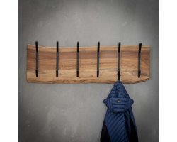Kapstok Edge | 2 x 6 haken | bruin / zwart | hout / metaal | 30 cm | modern design