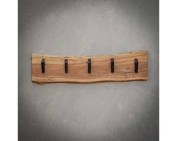 Kapstok Edge | 5 haken | bruin / zwart | hout / metaal | 60 x 15 cm | hal | modern design
