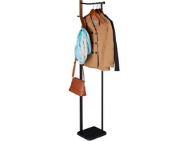 kapstok en kledingrek - 2 in 1 - 3 haken - modern - staand - 173x30x25 cm