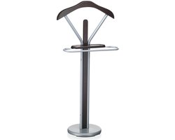 Kapstok FABIO MDF-elementen in bruin, aluminiumkleurig metalen frame, met kleerhanger, broekhanger en plankje