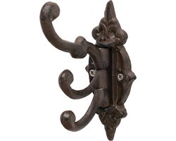 Kapstok - Haak - 3 haken draaibaar - Wand haak - Gietijzer - 14x10x10cm - rustiek - Bruin