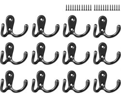 Kapstok haken - Set van 12 - met schroeven - Metaal Wandhaak - haakjes - Ophanghaken - Wandhaak - Handdoekhaakjes - Handdoekhanger - voor badkamers, slaapkamers, keuken