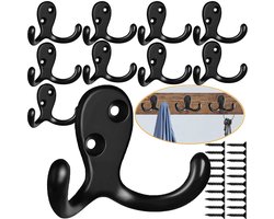 Kapstok haken - Wandhaak - Haakjes - TENZHVXI® - 10 stuks - Roestvrij - Geschikt voor het ophangen van kleding, hoeden, schoudertassen, sleutels - Zwart