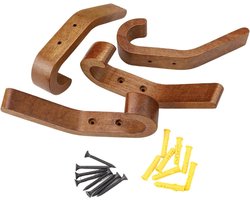 Kapstok Hangend 155 mm Walnootkleurige J-haken Set van 4 - Handdoekhaken - A-kwaliteit Eikenhout - Oppervlak Gepolijst en Geolied - Keuken en Slaapkamer