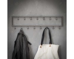 Kapstok Industrial van 80 cm breed met 15 haken - Zilver