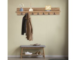 Kapstok - Kapstok Kleerhanger - Kleerhanger voor Modern Wonen - Pijnboom - 112 cm - 14 Haken