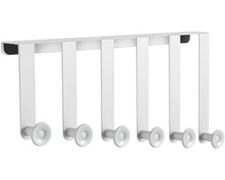 Kapstok Kledingrek Deurjasrek met 6 haken, blauwe jas haak op de ingangsdeur hangt kleding hoeden en tassen, deur decoratieve jas hanger (Color : White)