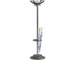 Kapstok met 10 haken en paraplustandaard, kleur zwart met chroom